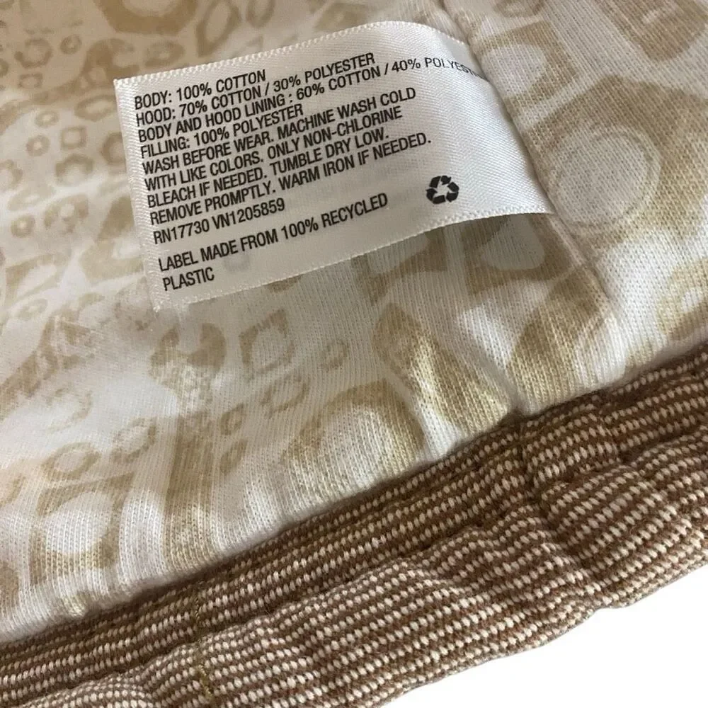 Genuine Kids From Oshkosh Toddler Hooded Vest Size 4T Zip Up tan and cream